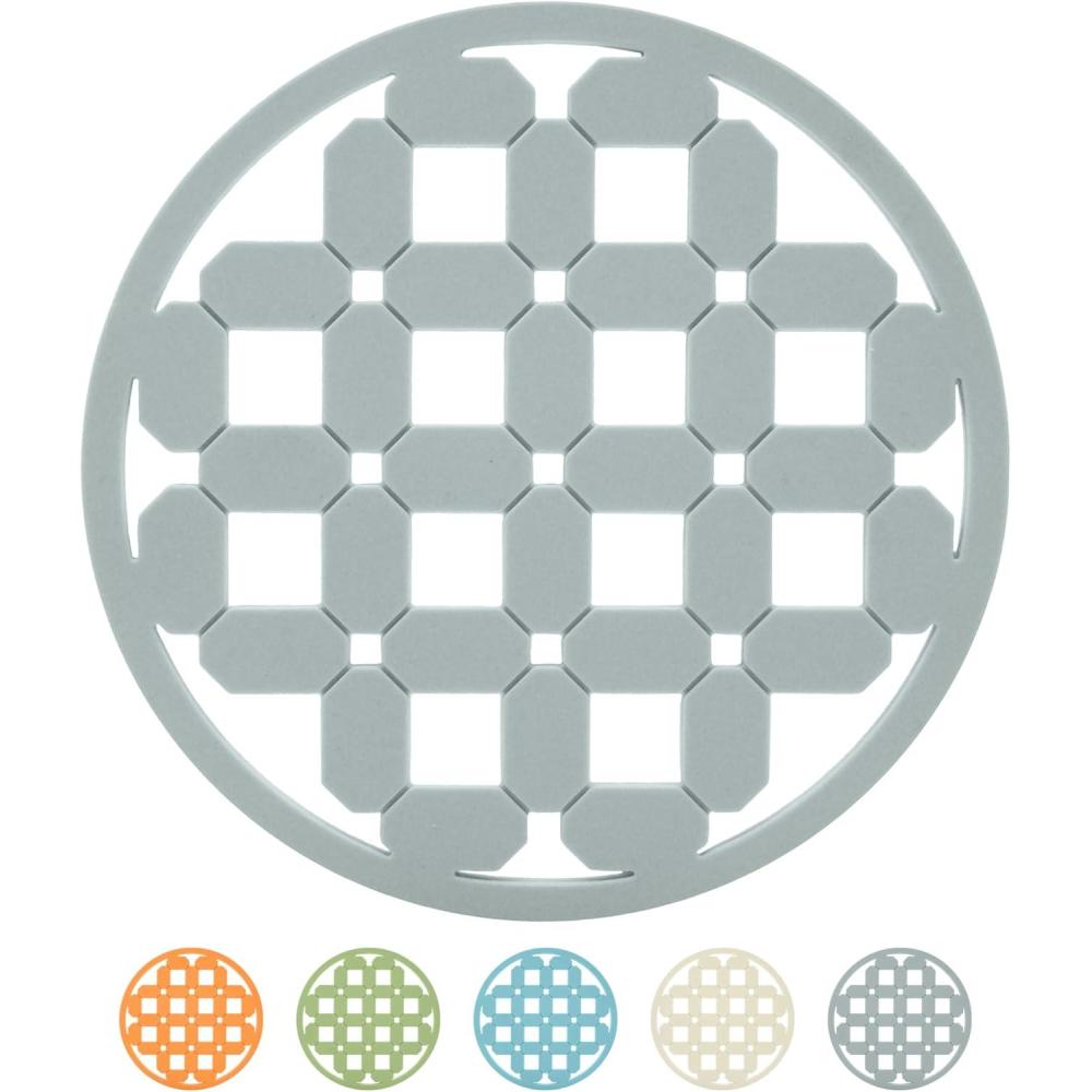 imageOGGI Silicone Trivets for Hot Pots and Pans  HeatResistant Small Silicone Mats for Countertops Microwave and Stove 7quotx7quot NonSlip BPAFree Multipurpose Trivets for Hot Dishes  Geo DesignGray