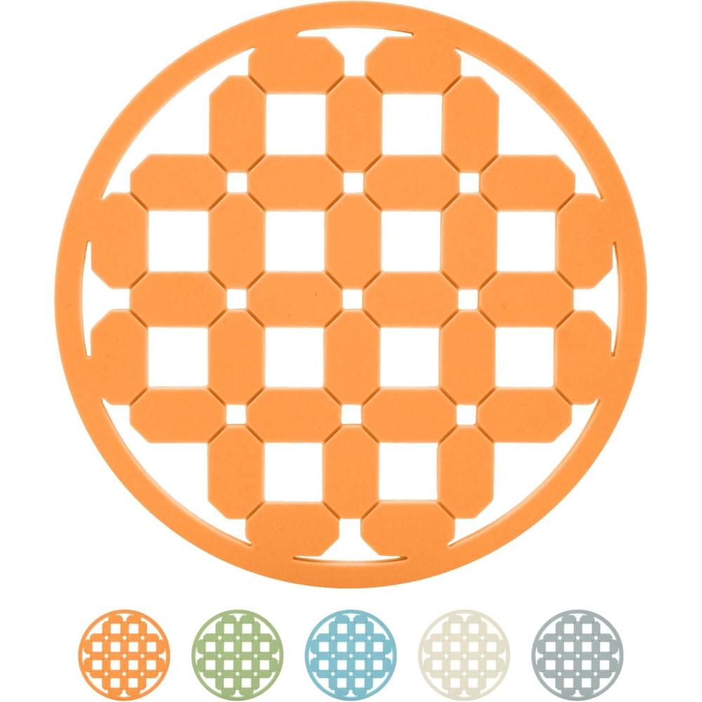 imageOGGI Silicone Trivets for Hot Pots and Pans  HeatResistant Small Silicone Mats for Countertops Microwave and Stove 7quotx7quot NonSlip BPAFree Multipurpose Trivets for Hot Dishes  Geo DesignOrange