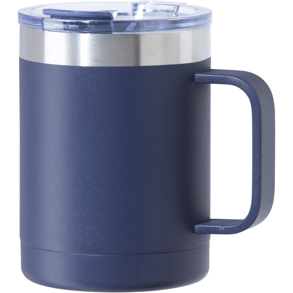 imageOGGI ThermoMug Stainless Steel Insulated Mug Double Wall Vacuum Insulated wHandle ampamp Lid Coffee Cup Camping Mug Travel Thermos 14oz420ml Blue SkyMidnight Blue