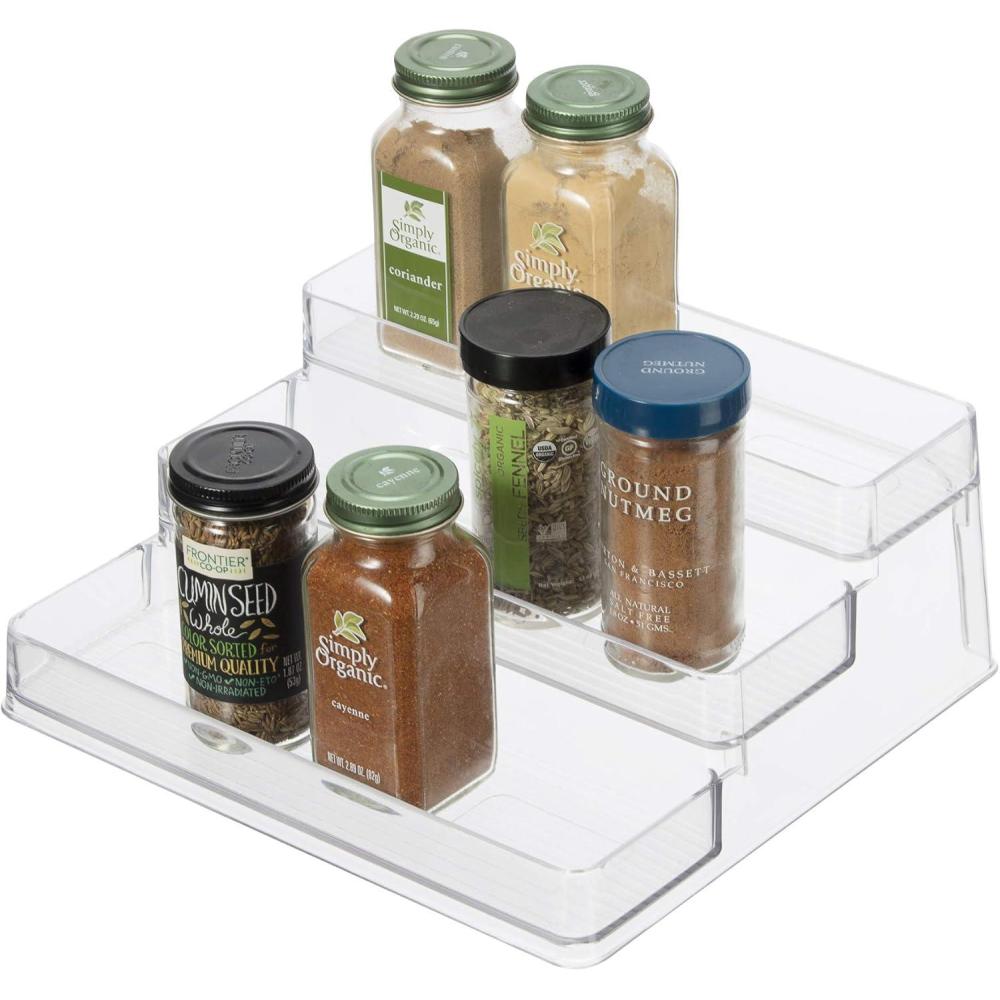 imageOggi 3 Tier Spice Organizer ampamp Pantry Storage For Shelf Kitchen Cabinet Spice Rack Pantry Organization and Storage Clear Shelves1 Count Pack of 1