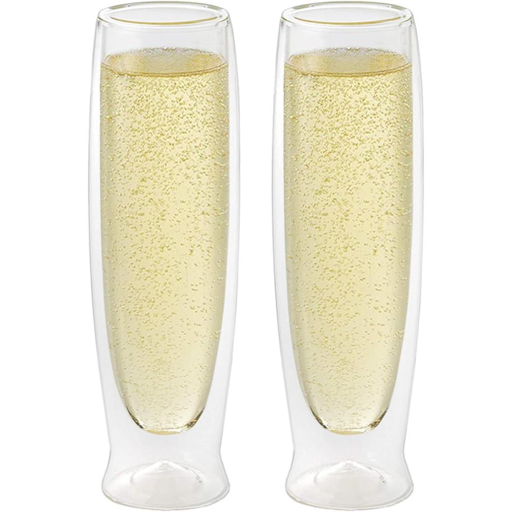 imageOggi Beer Double Wall Insulated Glass Mug Ideal for IPA ale lager stout pilsner Beer Stays Cool Longer Even Outdoors Visually Stunning 14oz  400ml Set of 2Clear