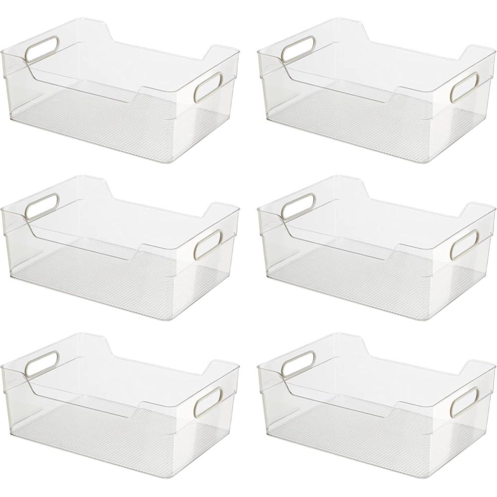 imageOggi CabinetDrawer Storage Bin  14quot x 5quot Set of 6 ClearGray Ideal for Kitchen Organization Pantry Storage Fridge Organizing12 x 875  Tall set of 6