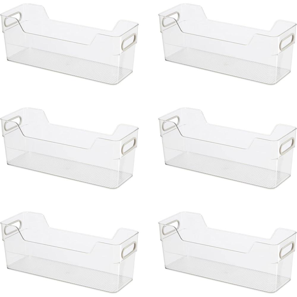 imageOggi CabinetDrawer Storage Bin  14quot x 5quot Set of 6 ClearGray Ideal for Kitchen Organization Pantry Storage Fridge Organizing14 x 5  Tall set of 6