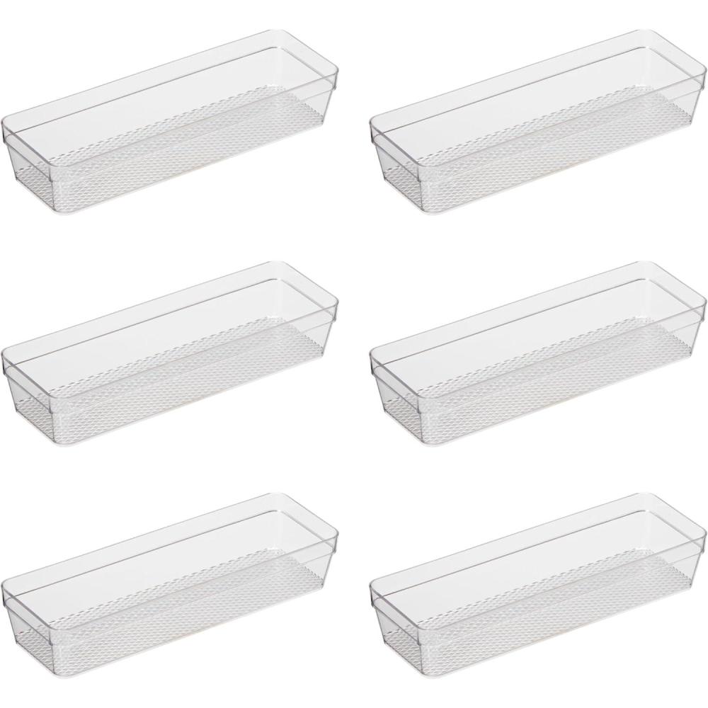 imageOggi Clear Drawer Organizer  3quot X 125quot Set of 6  Ideal for Organizing Kitchen Drawers Office Desk Silverware Kitchen Utensils Cosmetics and Bathrooms3 by 95 set of 6