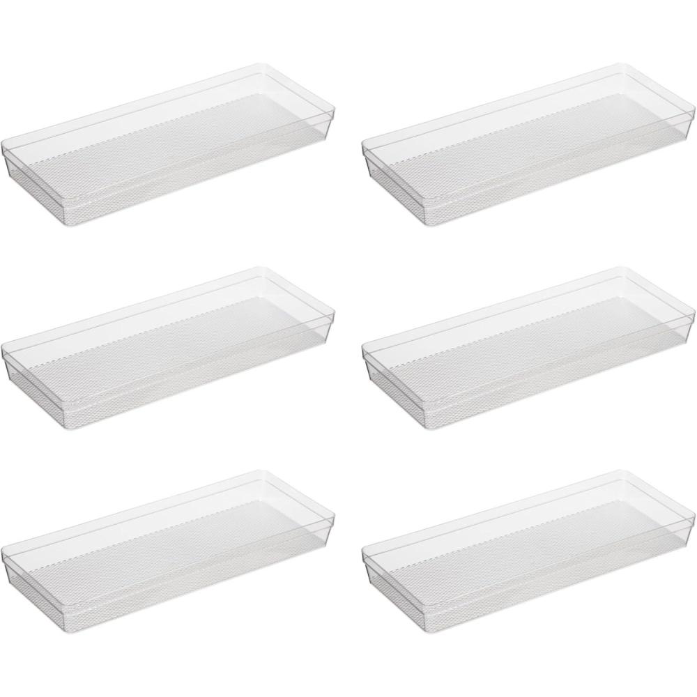 imageOggi Clear Drawer Organizer  3quot X 125quot Set of 6  Ideal for Organizing Kitchen Drawers Office Desk Silverware Kitchen Utensils Cosmetics and Bathrooms625 by 1575 set of 6