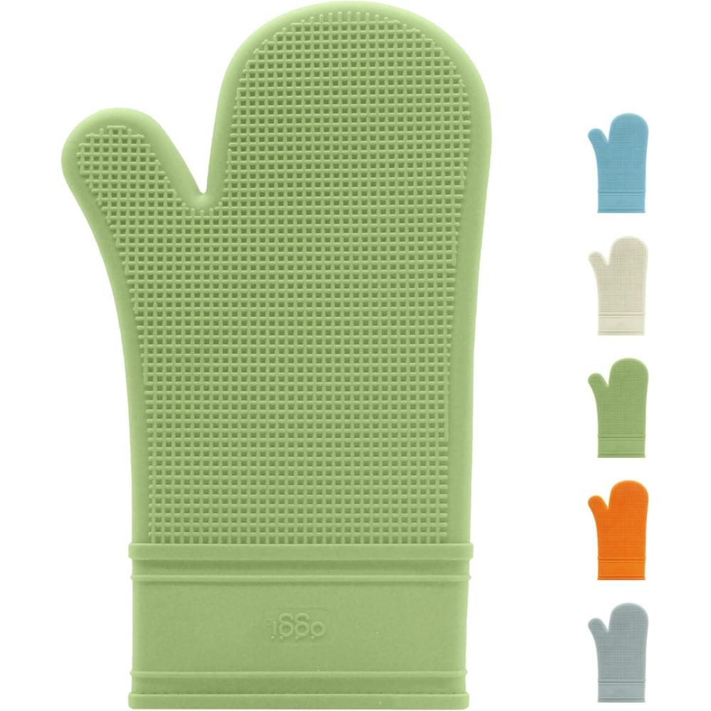 imageOggi Silicone Oven Mitt  Heat Resistant Gloves for Cooking Kitchen Mitts for Oven NonSlip Heat Resistant Oven Mitts Silicone EasytoClean Oven Glove with Textured Grip 12quotx6quot GreySage