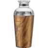 imageOGGI Groove Insulated Cocktail Shaker17oz Double Wall Vacuum Insulated Stainless Steel Tritan Lid has Built In Strainer Ideal Cocktail Mixer Martini Shaker Margarita Shaker Gold MarbleWood Grain