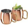 imageOggi Set of 2 Hammered Stainless Steel Moscow Mule Mugs 18oz Copper Plated Moscow Mule Cups wEZGrip Handle Cocktail Cart ampamp Home Bar Accessories Great Kitchen Gifts20 oz Classic Set of2