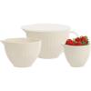 imageOggi Set of 3 Mixing Bowls with Pour Spout  Nested Plastic Bowls for Kitchen Durable Mixing Bowls with Lids Set BPAFree Plastic Bowls with Lids  05 1 2 Qt
