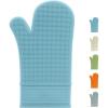 imageOggi Silicone Oven Mitt  Heat Resistant Gloves for Cooking Kitchen Mitts for Oven NonSlip Heat Resistant Oven Mitts Silicone EasytoClean Oven Glove with Textured Grip 12quotx6quot GreyTurquoise