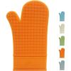 imageOggi Silicone Oven Mitt  Heat Resistant Gloves for Cooking Kitchen Mitts for Oven NonSlip Heat Resistant Oven Mitts Silicone EasytoClean Oven Glove with Textured Grip 12quotx6quot GreyOrange