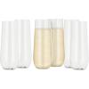 imageOggi Unbreakable Champagne Flutes Set 6  Elegant Reusable Plastic Wine Cups Stemless Wine Glass Flute Design Shatterproof Plastic Ideal for Indoor and Outdoor Use Recyclable  9oz  265mlClear