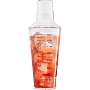 imageOGGI Clear Cocktail Shaker  24 oz  700 ml Clear Durable Plastic Construction Built in Strainer  Ideal Home Bar Drink Mixer Bartender Kit Essential Bar Accessories AquaClear