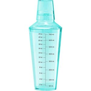 imageOGGI Clear Cocktail Shaker  24 oz  700 ml Clear Durable Plastic Construction Built in Strainer  Ideal Home Bar Drink Mixer Bartender Kit Essential Bar Accessories AquaAqua