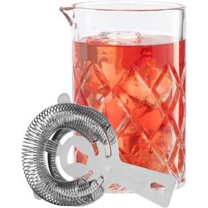 imageOGGI Cocktail Mixing Glass ampamp Strainer Set  Elegant Bar Mixing Set with 16oz Glass Beaker Essential Mixology Bartender Kit Old Fashioned Kit Includes Stainless Steel Hawthorne Strainer2Piece