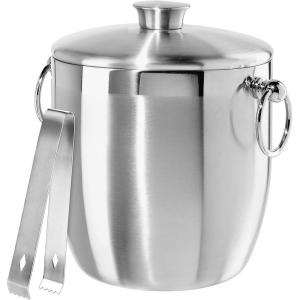 imageOGGI Double Wall Stainless Steel Ice Bucket  Insulated Ice Bucket with Elegant Steel Lid Classic Handles ampamp Stainless Steel Ice Tongs  Great for Home Bar Chilling Beer Champagne and Wine  3 qt3Quart