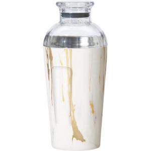 imageOGGI Groove Insulated Cocktail Shaker17oz Double Wall Vacuum Insulated Stainless Steel Tritan Lid has Built In Strainer Ideal Cocktail Mixer Martini Shaker Margarita Shaker Gold MarbleWhite Gold Marble