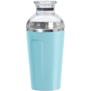 imageOGGI Groove Insulated Cocktail Shaker17oz Double Wall Vacuum Insulated Stainless Steel Tritan Lid has Built In Strainer Ideal Cocktail Mixer Martini Shaker Margarita Shaker Gold MarbleTurquoise