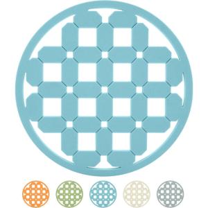 imageOGGI Silicone Trivets for Hot Pots and Pans  HeatResistant Small Silicone Mats for Countertops Microwave and Stove 7quotx7quot NonSlip BPAFree Multipurpose Trivets for Hot Dishes  Geo DesignTurquoise