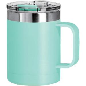 imageOGGI ThermoMug Stainless Steel Insulated Mug Double Wall Vacuum Insulated wHandle ampamp Lid Coffee Cup Camping Mug Travel Thermos 14oz420ml Blue SkyBlue Sky
