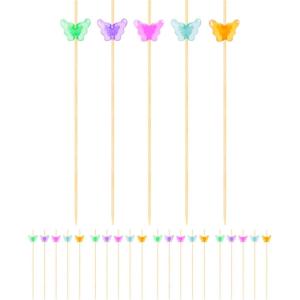 imageOGGI Wooden Cocktail Picks Sticks 20 pcs  Wooden Martini Picks with Colored Balls Reusable Metal Cocktail Skewers Martini Sticks for Olives Appetizers 425quot  11cmCocktail Sticks
