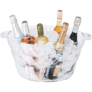 imageOggi Acrylic Oval Party Tub  Clear Beverage Cooler wHandles Wine Cooler Beer Chiller Ideal Party Tubs for Drinks Use Ice Tub for Indoor or Outdoor Bars 185quot x 11quotOval Party Tub