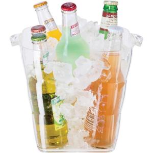 imageOggi Acrylic Oval Party Tub  Clear Beverage Cooler wHandles Wine Cooler Beer Chiller Ideal Party Tubs for Drinks Use Ice Tub for Indoor or Outdoor Bars 185quot x 11quotSquare Ice Tub