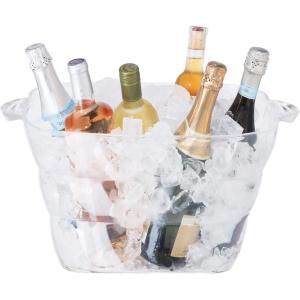 imageOggi Acrylic Oval Party Tub  Clear Beverage Cooler wHandles Wine Cooler Beer Chiller Ideal Party Tubs for Drinks Use Ice Tub for Indoor or Outdoor Bars 185quot x 11quotSquare Party Tub