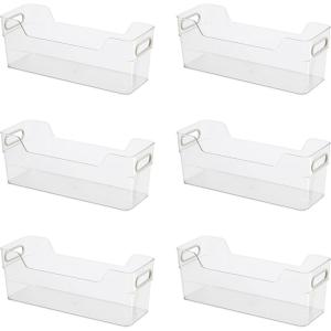 imageOggi CabinetDrawer Storage Bin  14quot x 5quot Set of 6 ClearGray Ideal for Kitchen Organization Pantry Storage Fridge Organizing14 x 5  Tall set of 6