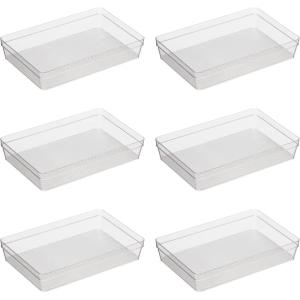 imageOggi Clear Drawer Organizer  3quot X 125quot Set of 6  Ideal for Organizing Kitchen Drawers Office Desk Silverware Kitchen Utensils Cosmetics and Bathrooms625 by 925 set of 6
