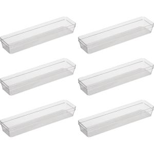 imageOggi Clear Drawer Organizer  3quot X 125quot Set of 6  Ideal for Organizing Kitchen Drawers Office Desk Silverware Kitchen Utensils Cosmetics and Bathrooms3 by 125 set of 6