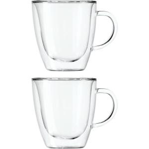 imageOggi Set of 2 Double Wall Glass Coffee Cups  16oz Ultra Clear Borosilicate Glass Insulated Coffee Cup Set Tea Cup Set Cappuccino Cup Set Latte Cup SetClear