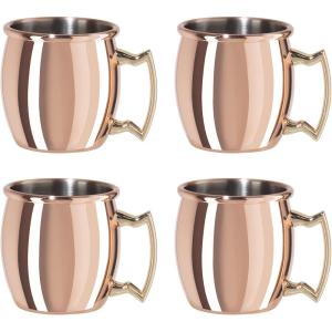 imageOggi Set of 2 Hammered Stainless Steel Moscow Mule Mugs 18oz Copper Plated Moscow Mule Cups wEZGrip Handle Cocktail Cart ampamp Home Bar Accessories Great Kitchen Gifts2 oz Shot Set of 4