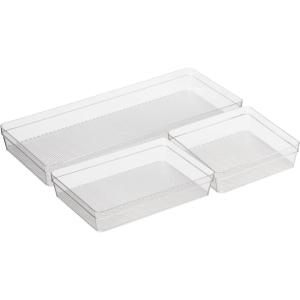imageOggi Set of 3 Clear Drawer Organizers  1 6x625 1 625x925 1 625x1575  Ideal for Organizing Kitchen Drawers Office Desk Silverware Kitchen Utensils Cosmetics and BathroomsSet of 3