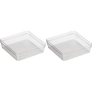 imageOggi Set of 3 Clear Drawer Organizers  1 6x625 1 625x925 1 625x1575  Ideal for Organizing Kitchen Drawers Office Desk Silverware Kitchen Utensils Cosmetics and Bathrooms6 by 6 Pack of 2