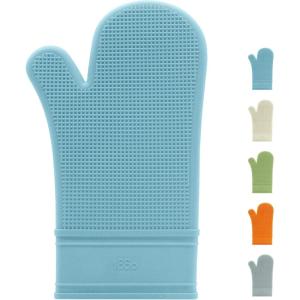 imageOggi Silicone Oven Mitt  Heat Resistant Gloves for Cooking Kitchen Mitts for Oven NonSlip Heat Resistant Oven Mitts Silicone EasytoClean Oven Glove with Textured Grip 12quotx6quot GreyTurquoise