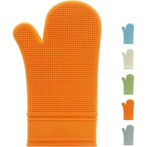 imageOggi Silicone Oven Mitt  Heat Resistant Gloves for Cooking Kitchen Mitts for Oven NonSlip Heat Resistant Oven Mitts Silicone EasytoClean Oven Glove with Textured Grip 12quotx6quot GreyOrange
