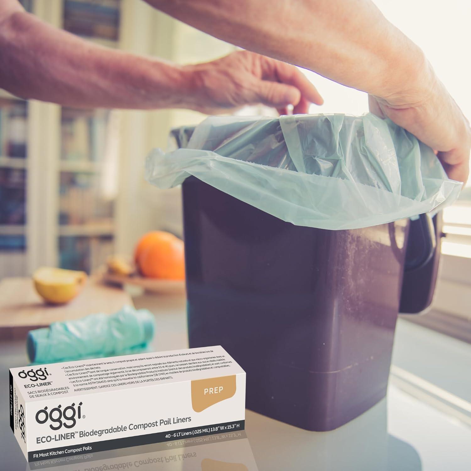 imageOGGI EcoLiner Compostable Liners Box of 40 Liners for Countertop Compost Bin with Lid 6Liter Compostable Bags Eco Friendly Products  Bags Meet International OK Compost Home Standards