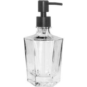 imageOGGI 10oz Square Glass Soap Dispenser with Satin Silver Pump  Modern Refillable Oggi Soap Dispenser for Bathroom Kitchen Sink or Hand Sanitizer  RustResistant Dispenser PumpClear