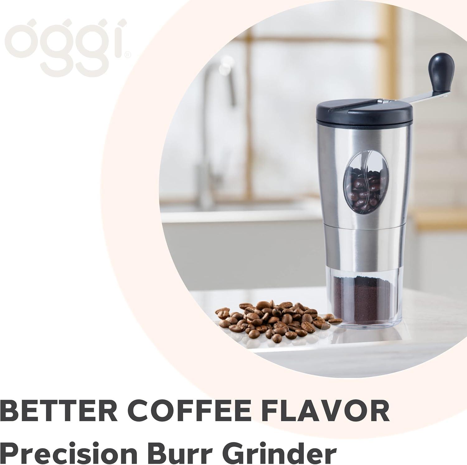 imageOGGI Coffee Bean Grinder Stainless Steel Burr Coffee Grinder Manual Coffee Grinder wFlipOver Handle for Easy Storage