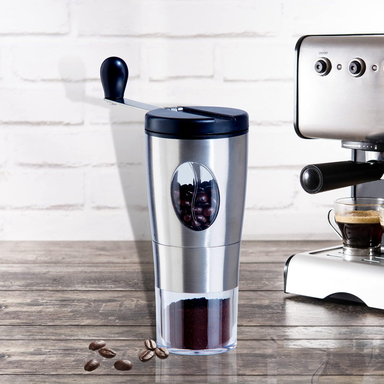 imageOGGI Coffee Bean Grinder Stainless Steel Burr Coffee Grinder Manual Coffee Grinder wFlipOver Handle for Easy Storage