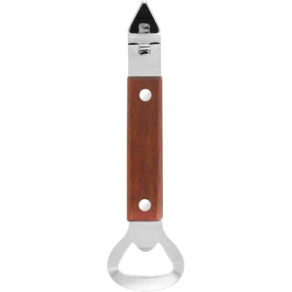 imageOGGI Bottle and Can Opener with Wood Handle  Stainless Steel ampamp Wood Bottle Can Opener Bottle Opener Manual Includes Bottle Cap Lifter and Can Opener Punch Can Tapper  6  15cm