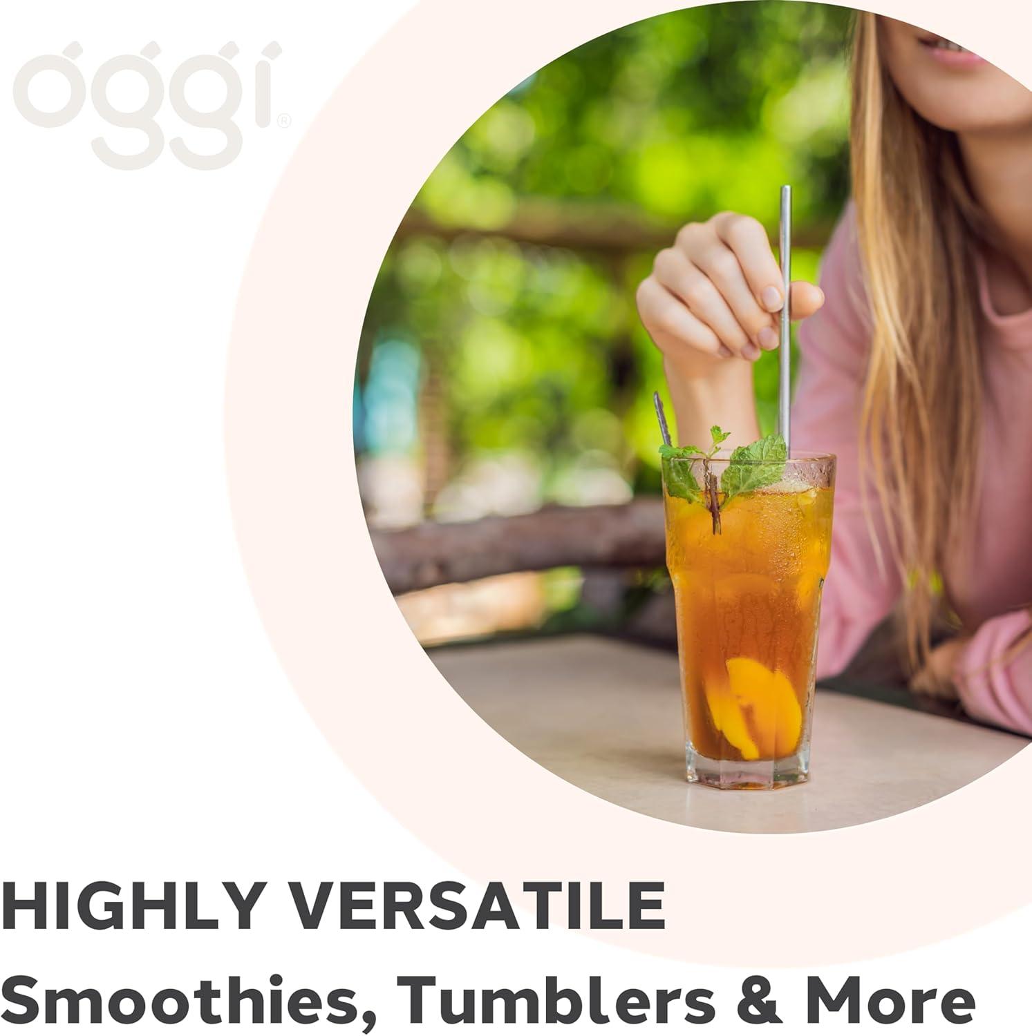 imageOGGI Set of 8 Wide Stainless Steel Drinking Straws 5quot Reusable Bar Straws ampamp Cleaner Brush Ideal Cocktail Straw Make Great Gifts