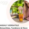 imageOGGI Set of 8 Wide Stainless Steel Drinking Straws 5quot Reusable Bar Straws ampamp Cleaner Brush Ideal Cocktail Straw Make Great Gifts