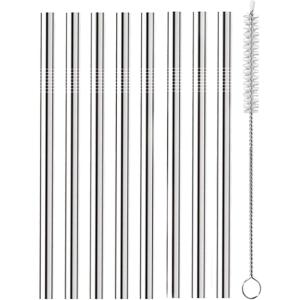 imageOGGI Set of 8 Wide Stainless Steel Drinking Straws 5quot Reusable Bar Straws ampamp Cleaner Brush Ideal Cocktail Straw Make Great Gifts