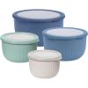 imageOggi Set of 4 Prep Store ampamp Serve Plastic Bowls  wSeeThru Lids Dishwasher Microwave ampamp Freezer Safe 07 14 26 4 Quarts  Multicolor
