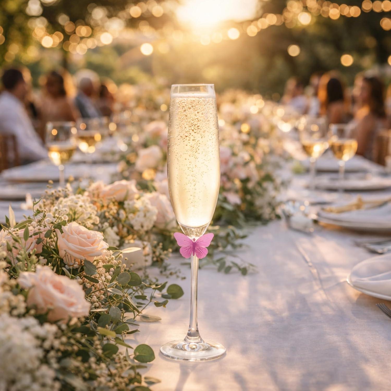 imageOggi Set of 6 Silicone Butterfly Suction Wine Glass Charms  Reusable Glass Markers Multicolor Drink Markers for Parties Gifts for Wine Lovers EasyUse Charms