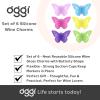 imageOggi Set of 6 Silicone Butterfly Suction Wine Glass Charms  Reusable Glass Markers Multicolor Drink Markers for Parties Gifts for Wine Lovers EasyUse Charms