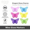 imageOggi Set of 6 Silicone Butterfly Suction Wine Glass Charms  Reusable Glass Markers Multicolor Drink Markers for Parties Gifts for Wine Lovers EasyUse Charms