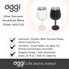 imageOggi Vacuum Insulated Wine Glass 10 oz 300 ml Stainless Steel Double Wall Stem Wine Glass with Lid Unbreakable Outdoor Wine Glasses Metal Wine Glass Gift for Women amp Men  BlackWhite
